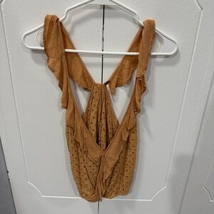 Free People Maeve Ruffle V-neck Eyelet Tank Top